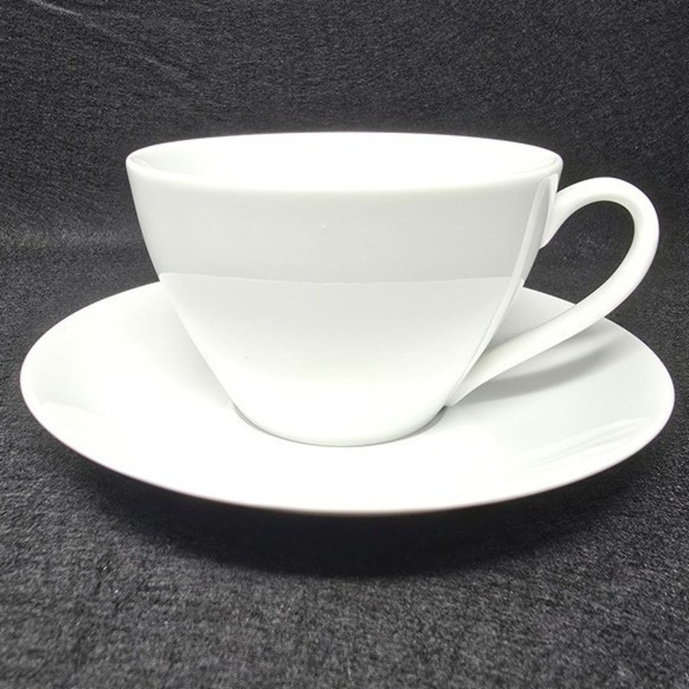 Crate & Barrel Porcelain White Cup & Saucer Set 12 oz Vietnam - 3 Available